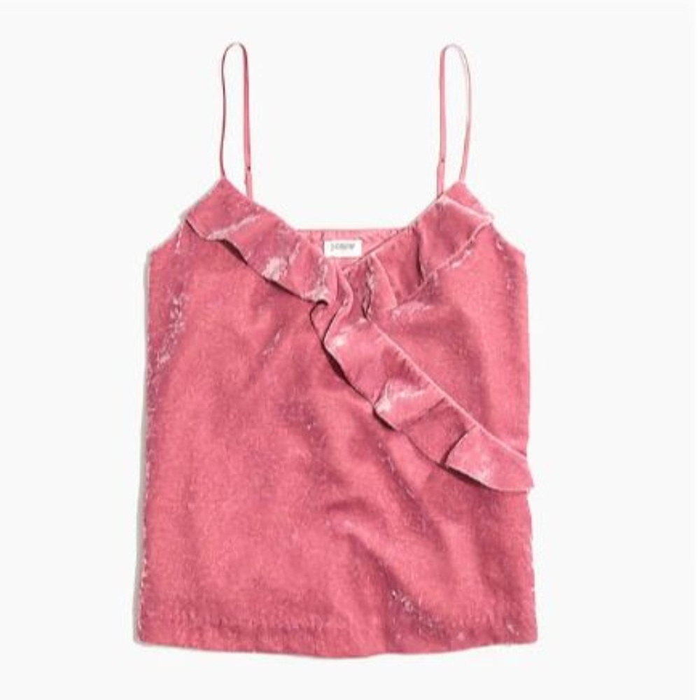 🎉J.Crew🎉Velvet Ruffle Cami Color: Gauva Berry